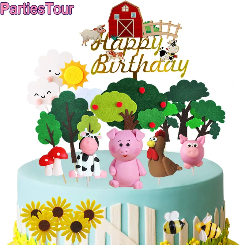 Украшение для торта в виде животных на ферме овца корова искусственная свинка