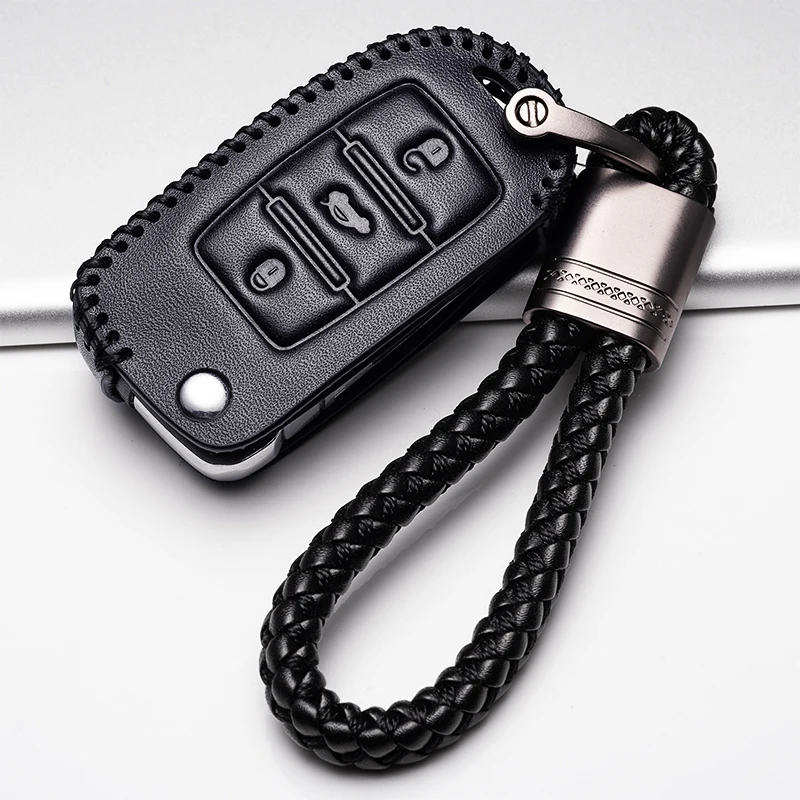 Автомобильный кожаный чехол для автомобильного ключа с пультом дистанционного