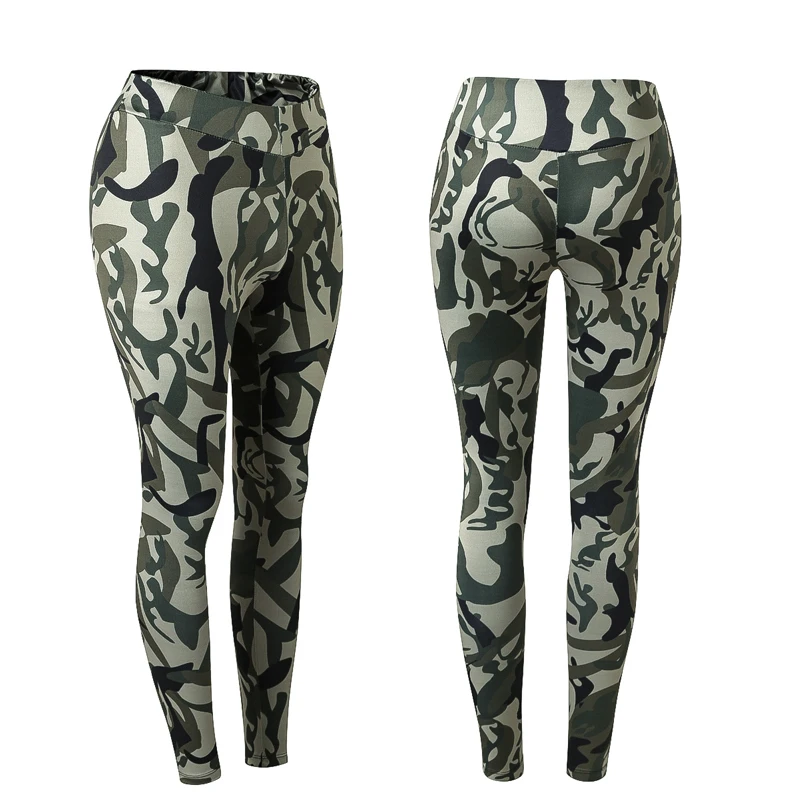 Женские камуфляжные леггинсы удобные спортивные штаны эластичные тренировочные