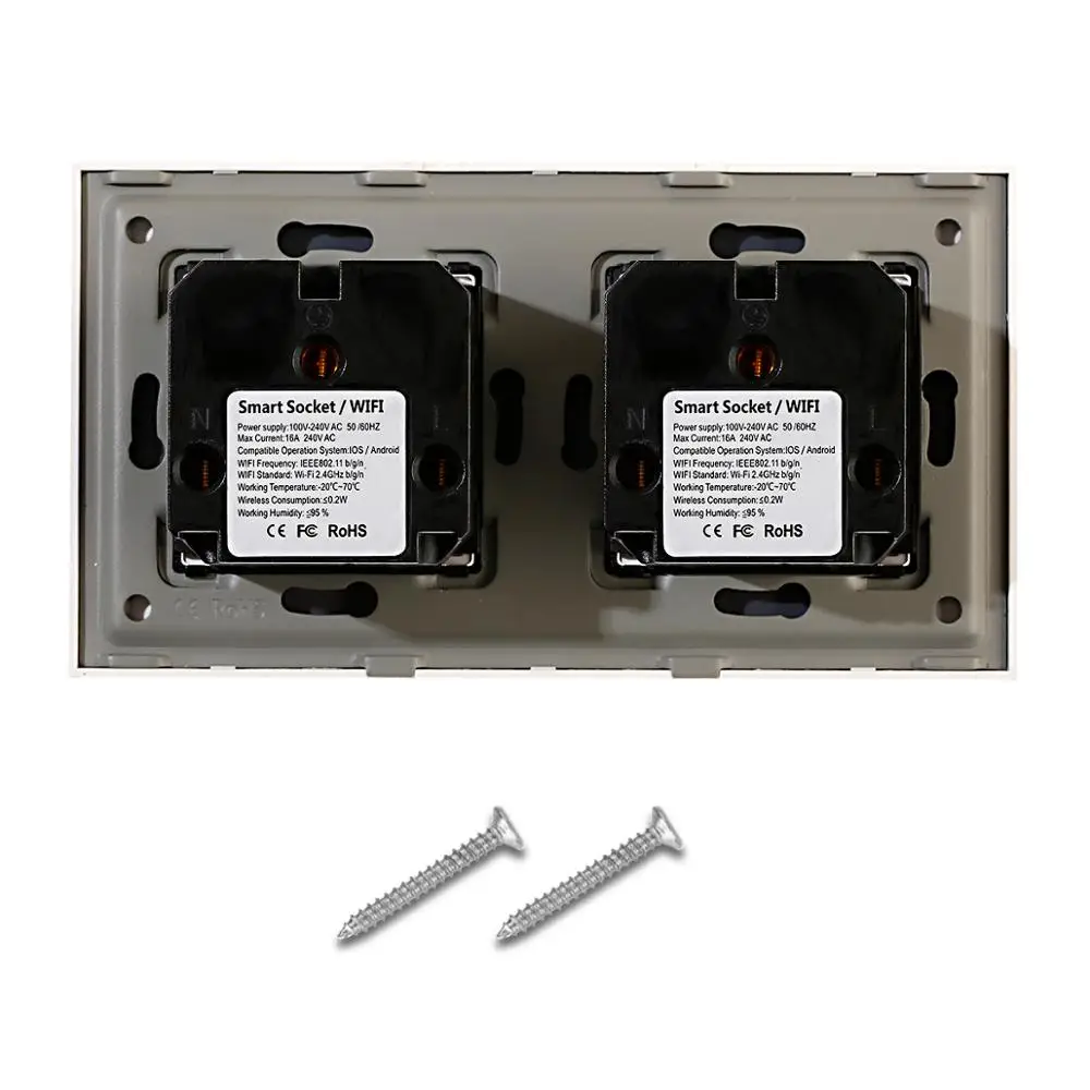 

Bingoelec Eu Standard Smart Wall Socket WiFi Double Germany Socket White Gold Black Glass Panel Socket Control Google Home Alexa