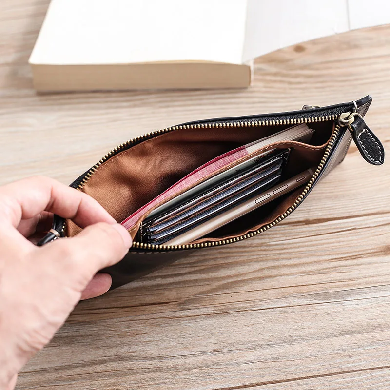 AETOO мужской кожаный кошелек длинный ультра-тонкий чехол для мобильного телефона