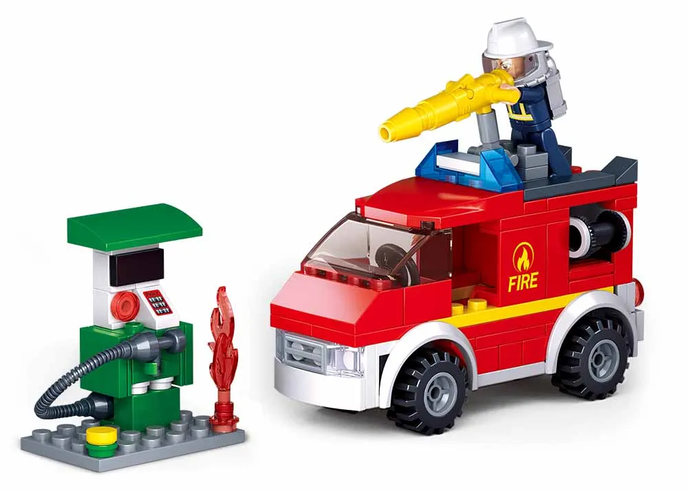 

136pcs M38-B0623 Sluban City Fire Truck Hero Firetruck Car Vehicle Building Blocks Bricks Classic Model Toys For Kids Gifts