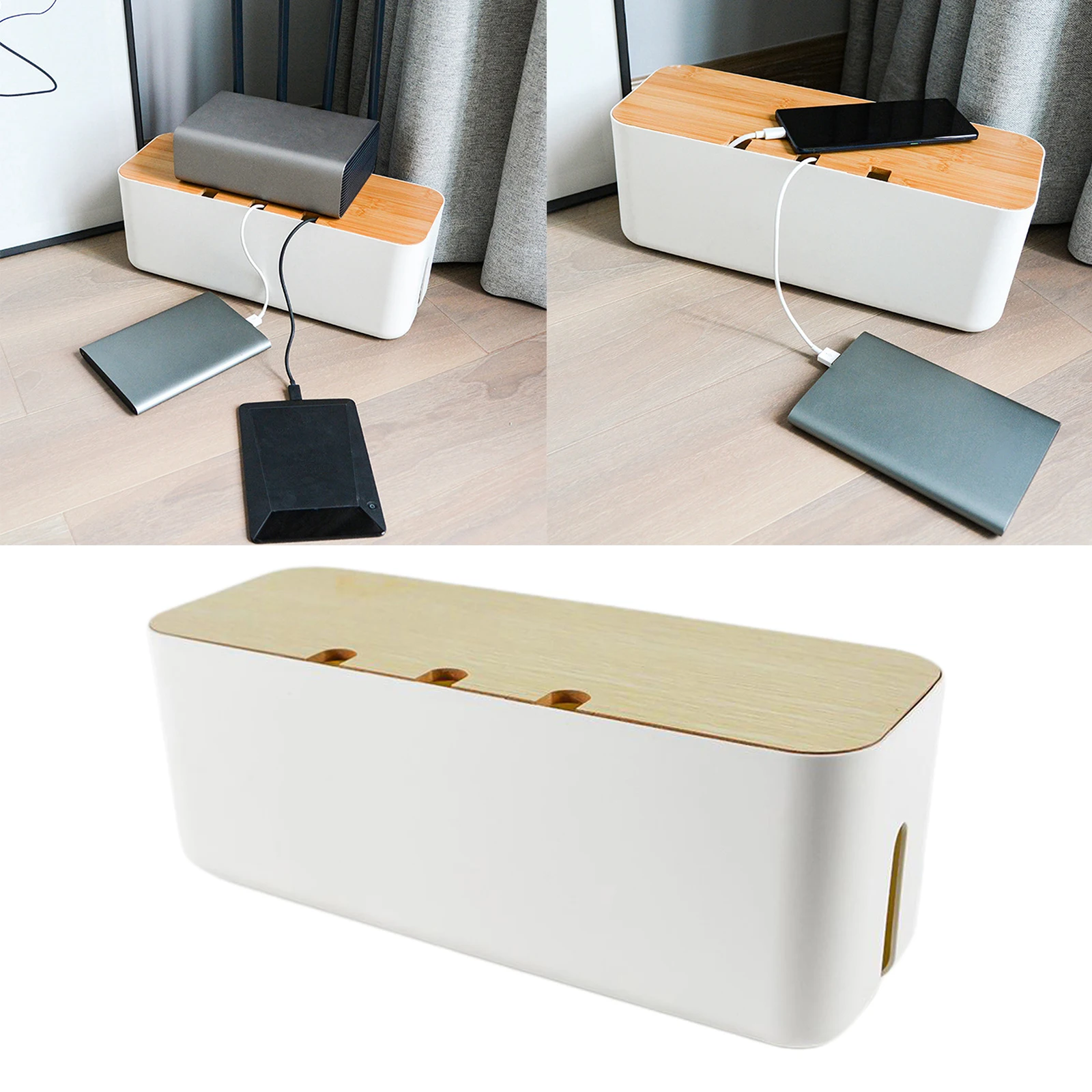 

Cable Organizer Box Dustproof Power Cover Cord Holder Surge Protector for Desk