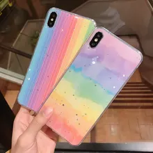 Fashion Smooth Glitter Colorful Rainbow TPU Case For iPhone 12 Xs Max XR 11 Pro Max 6S 7 8 plus Shockproot Clear Soft Back Cover