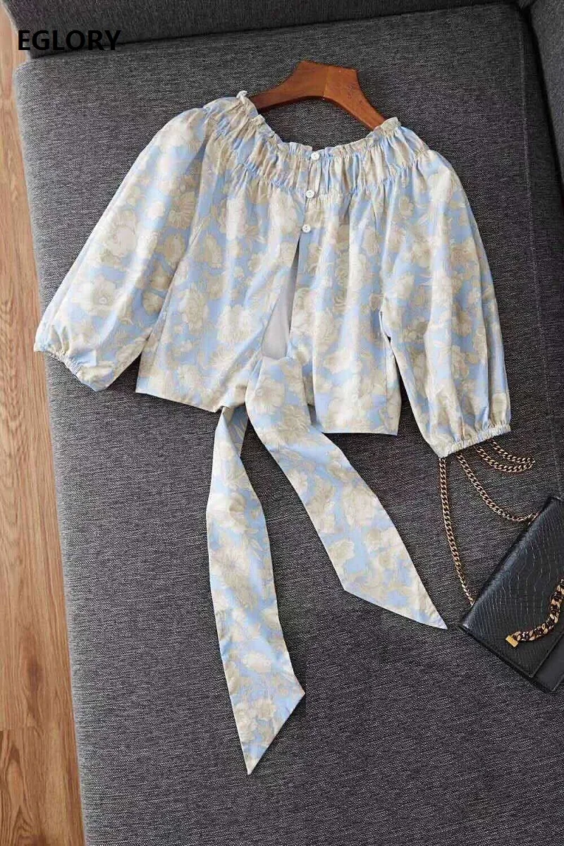 

Crop Tops 2020 Summer Fashion Style Women Exquisite Print Back Button Half Sleeve Casual Sexy Club Ladies Vintage Tops Blouse