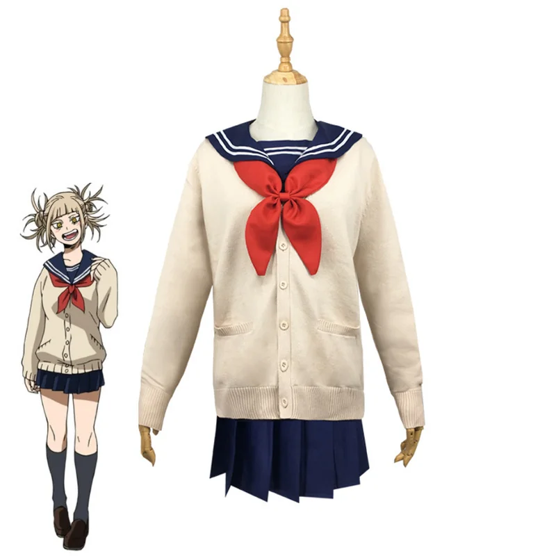 

Anime My Hero Academia Cosplay Costume Boku no Hero Academia Himiko Toga Women Sailor JK Uniform Mini Pleated Skirt Suit