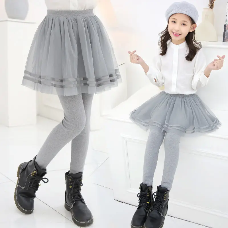 

Плотные кружевные леггинсы для девочек, юбка-штаны для принцесс, детская сетчатая газовая юбка, леггинсы, Детские теплые облегающие брюки