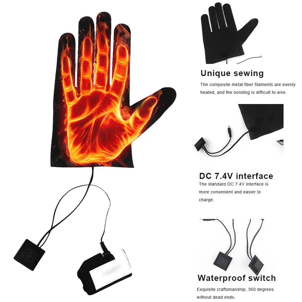 

USB Heated Gloves Winter Warm Five-Finger Gloves Heating Pad Electric Heating Film Three-Level Adjustment Glove Heating Sheet