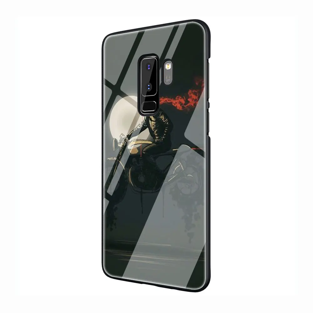 Байкер закаленное Стекло Телефон чехол для Galaxy S7 edge S8 9 10, 8, 9, 10, плюс A10 20 30 40 50 60 70 - Цвет: G11
