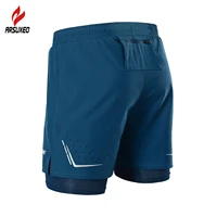 arsuxeo 2 in 1 men running shorts reflective quick dry compression jogging gym fitness marathon sport shorts with zipper pocket