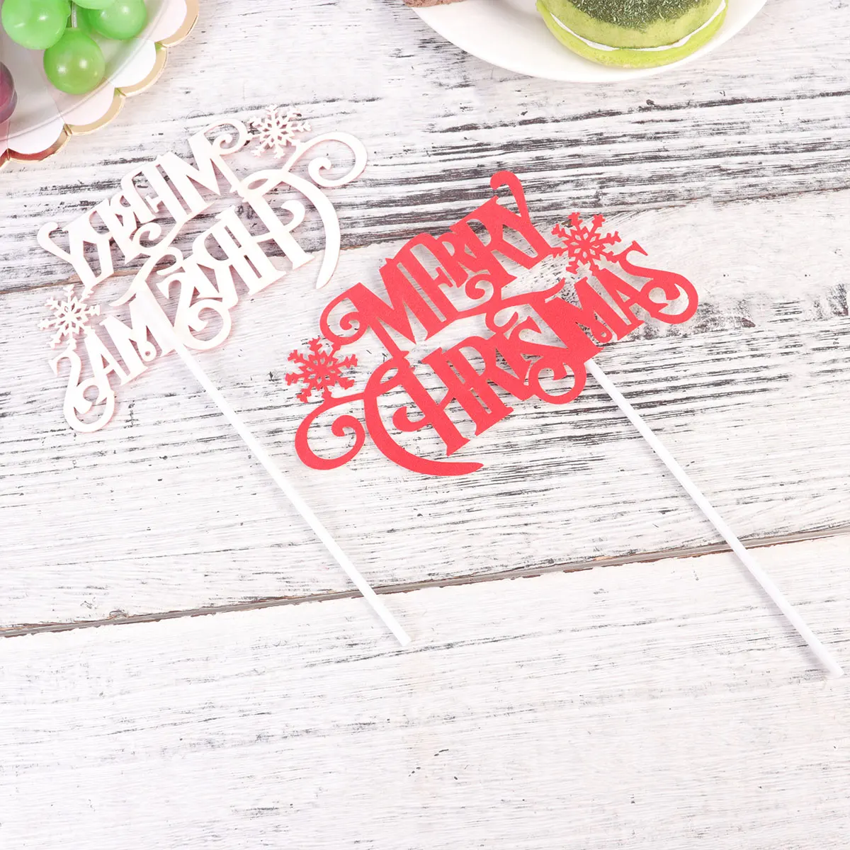 12pcs Merry Christmas Cake Topper Muffin Cupcake Toppers Snow Decor Picks Decoration Fruit Food Xmas | Дом и сад