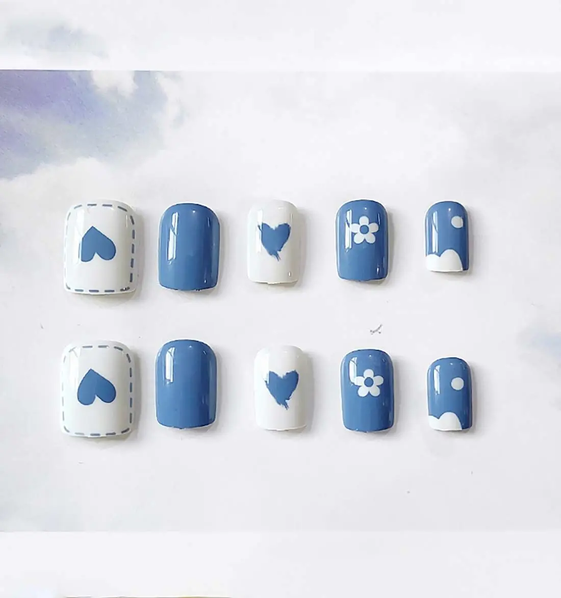 

Ballerina Full Cover Fake Nails Artificial Manicure Tool Nail Patch Wearable French False Nails Flower Detachable