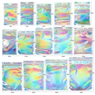 Голографическая Лазерная полупрозрачная упаковка с застежкой-молнией, 100 шт., перезаряжаемая сумка для хранения ресниц, сумка, косметичка для оптовой продажи