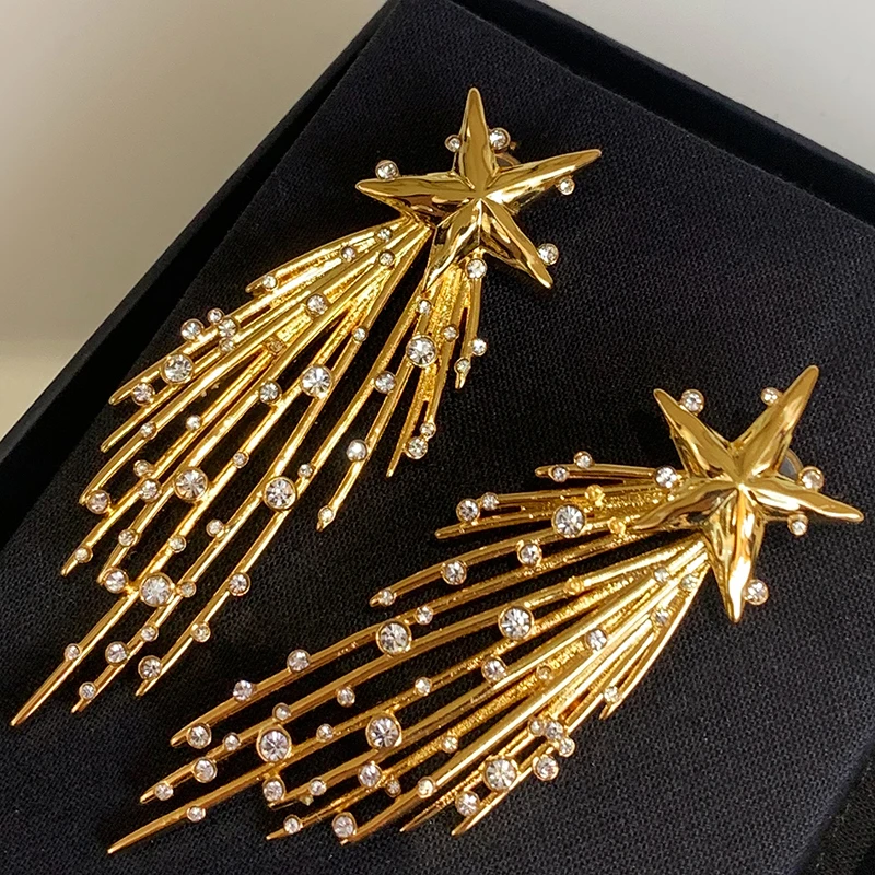 

Стильные супер-текстурированные позолоченные серьги «метеоры» новые темпераментные новогодние подарочные серьги