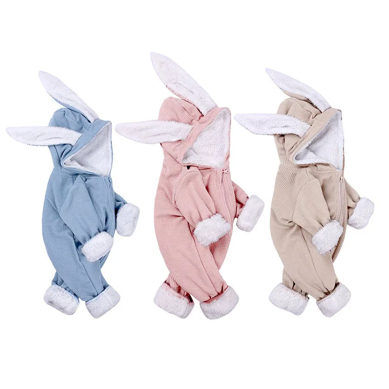 

Infant Baby Cartoon Bunny Ears Rompers Newborn Boys Girls Casual Clothes Newborn Cute Hooded Jumpsuit Ribbed Bodysuits Pajamas