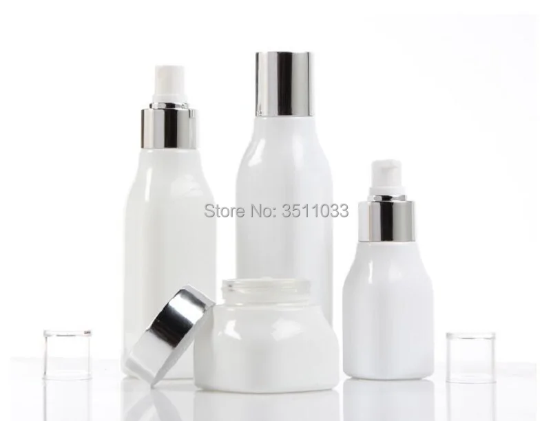 Высококачественная Белая Стеклянная фотография бутылка для косметического