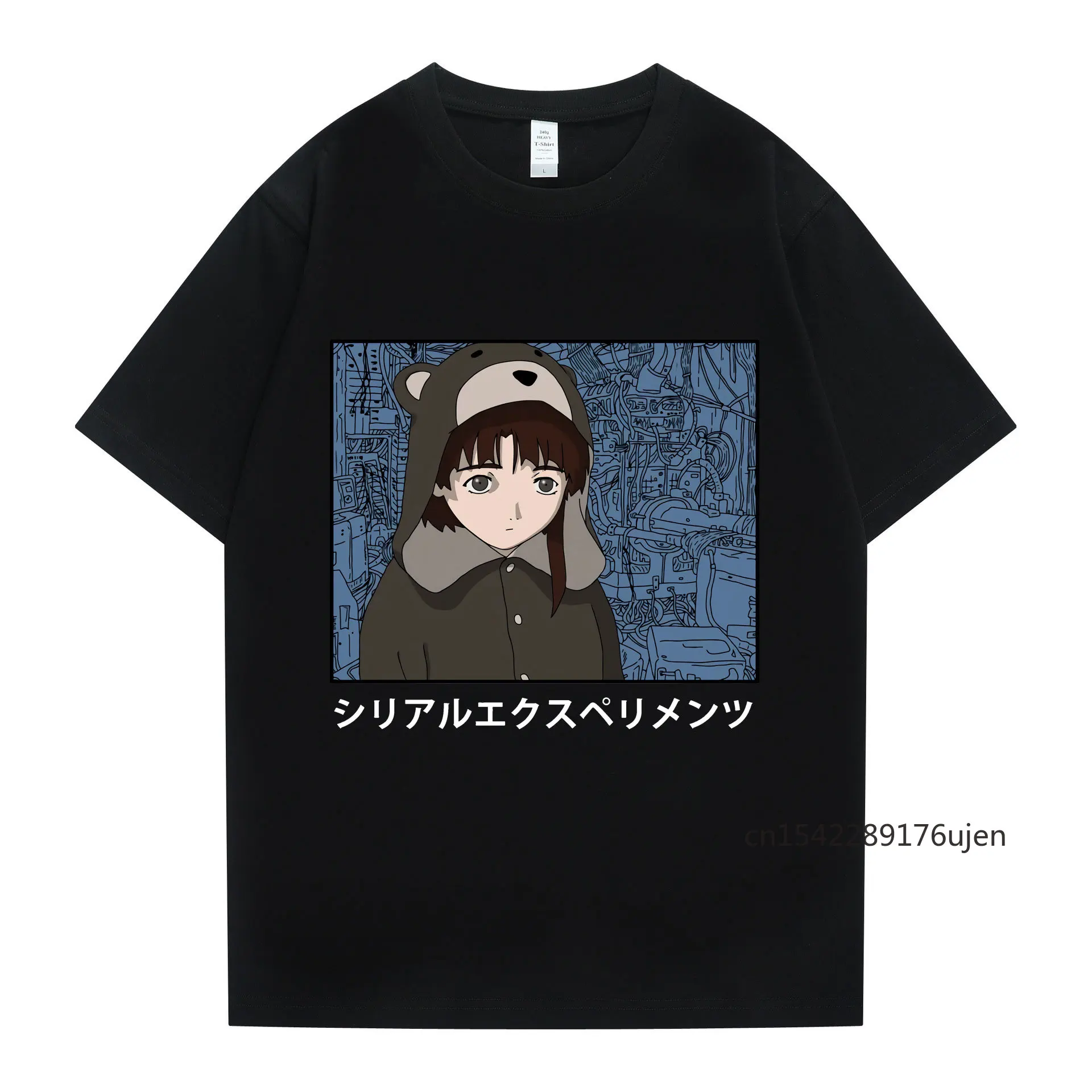 

Unique Serial Experiments Lain T-shirt Iwakura Manga Glitch Breathable Short Sleeve T-shirts Tops Weeb Sci Fi Clothes