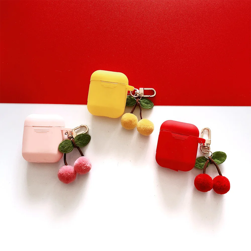 

Cute Cherry Pendant Keychain Suitable for Airpods2 Protective Cover Wireless Bluetooth Headset Storage Box