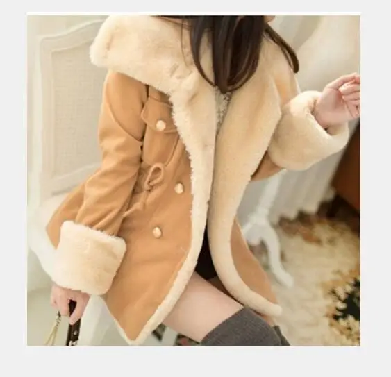 Женское однотонное облегающее плотное двубортное пальто из хлопка женская