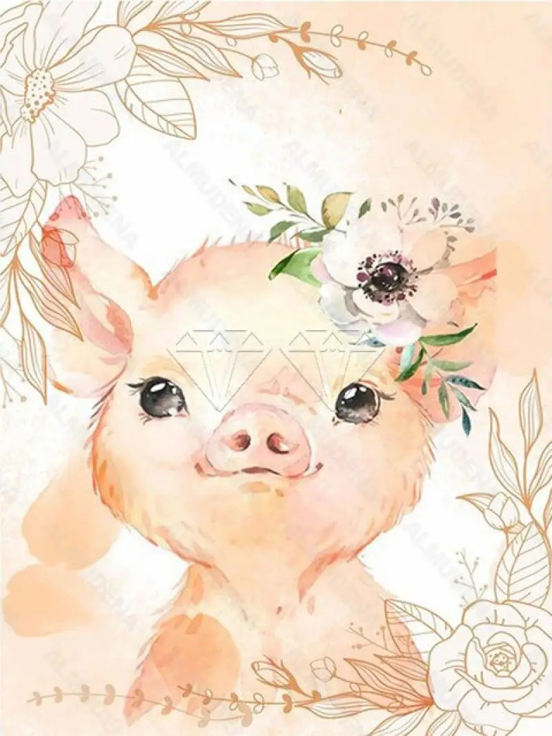 

Diy Diamond Painting Oil Painting Animal Pig Simple Handmade Diamond Round Diamond Square Diamond Acrylic Home Decoration