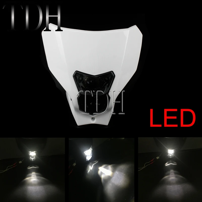 LED White Светодиодный H4 мотокросса грязи велосипед фара HI/LO луч передняя лампа для Honda CRF450L CRF450XR CRF250R CRF450R CRF X/R - Цвет: LED White