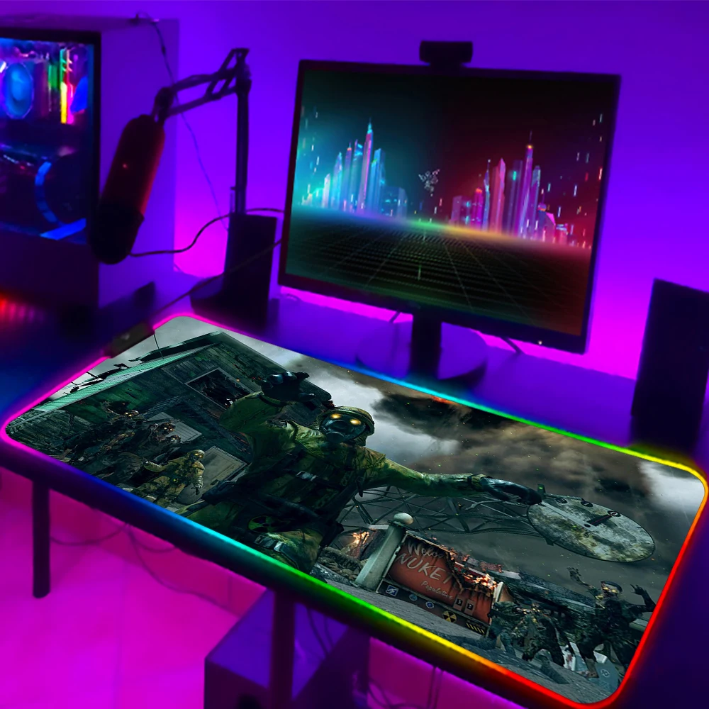 rgb led light call of duty warzone mouse pad gaming accessories xl gamer desk mat laptop keyboard table with backlit mousepad free global shipping