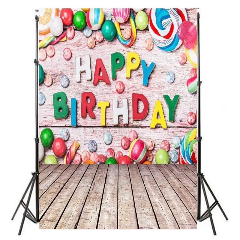 Счастливый фон для фотосъемки на день рождения Художественная ткань детей фото