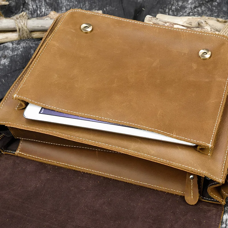 Мужская кожаная сумка через плечо Crazy horse