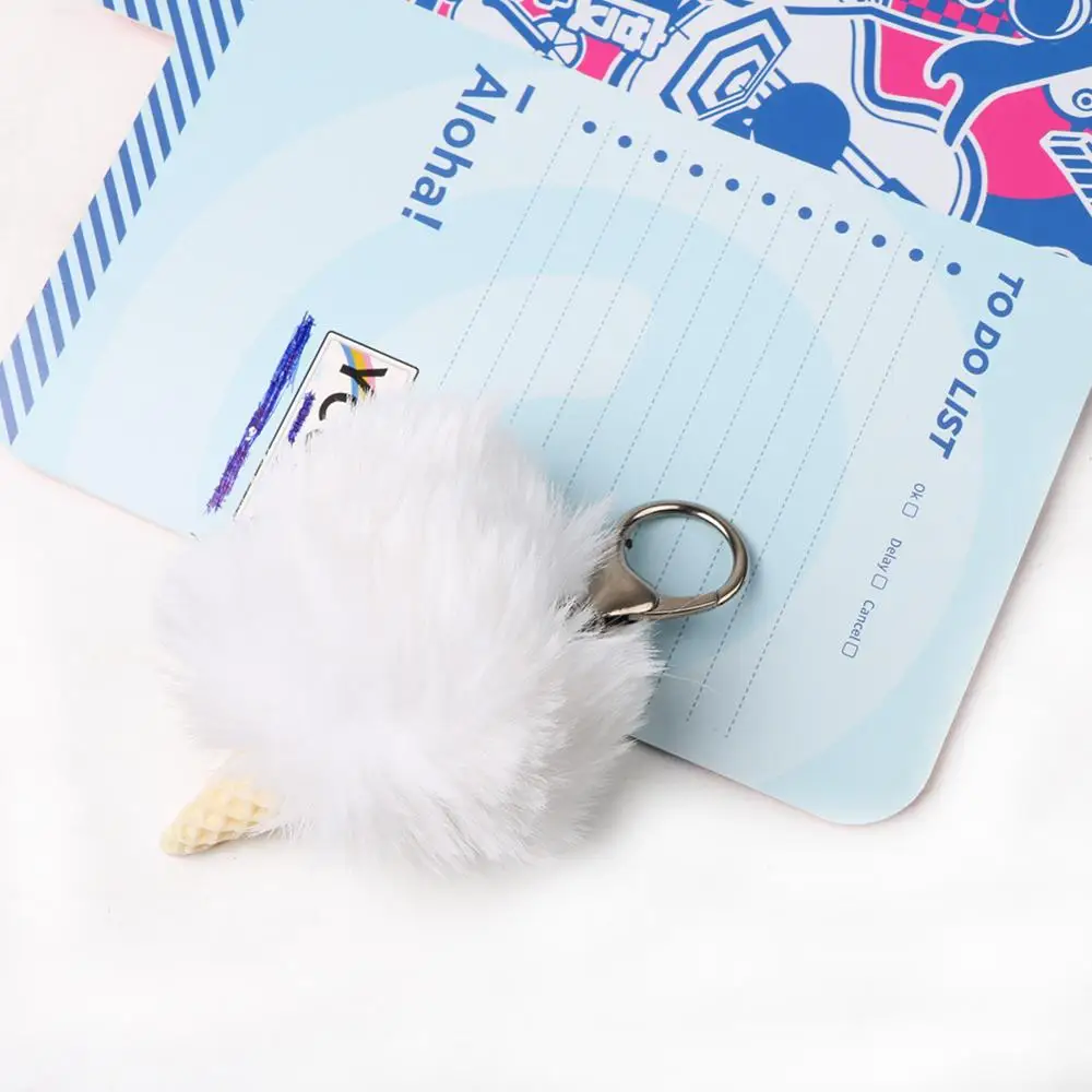 Модный пушистый акриловый брелок кольцо меховой шар мороженое конус помпон