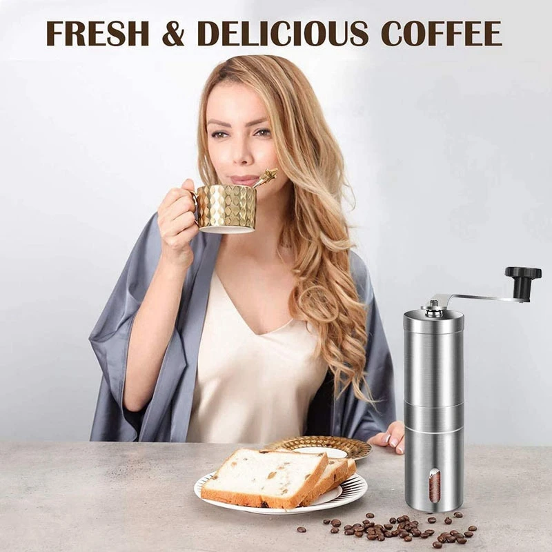 

HAEGER Manual Coffee Grinder with Adjustable Settings Mini Coffee Milling Stainless Steel Burr Grinder
