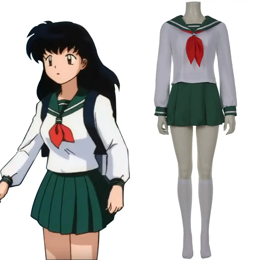 Аниме InuYasha Kagome Higurashi Косплей Костюм Униформа рубашка юбка костюм наряды Хэллоуин