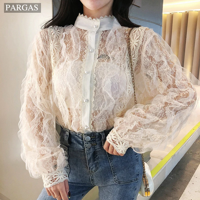 Элегантная кружевная блузка с цветочным принтом 2020 Женская белая летние