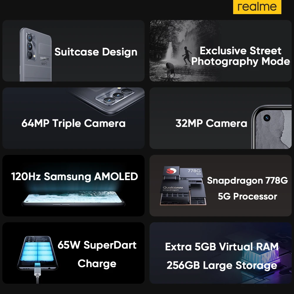 realme gt master edition snapdragon 778g smartphone 120hz amoled 65w superdart charge russian version 128gb256gb free global shipping