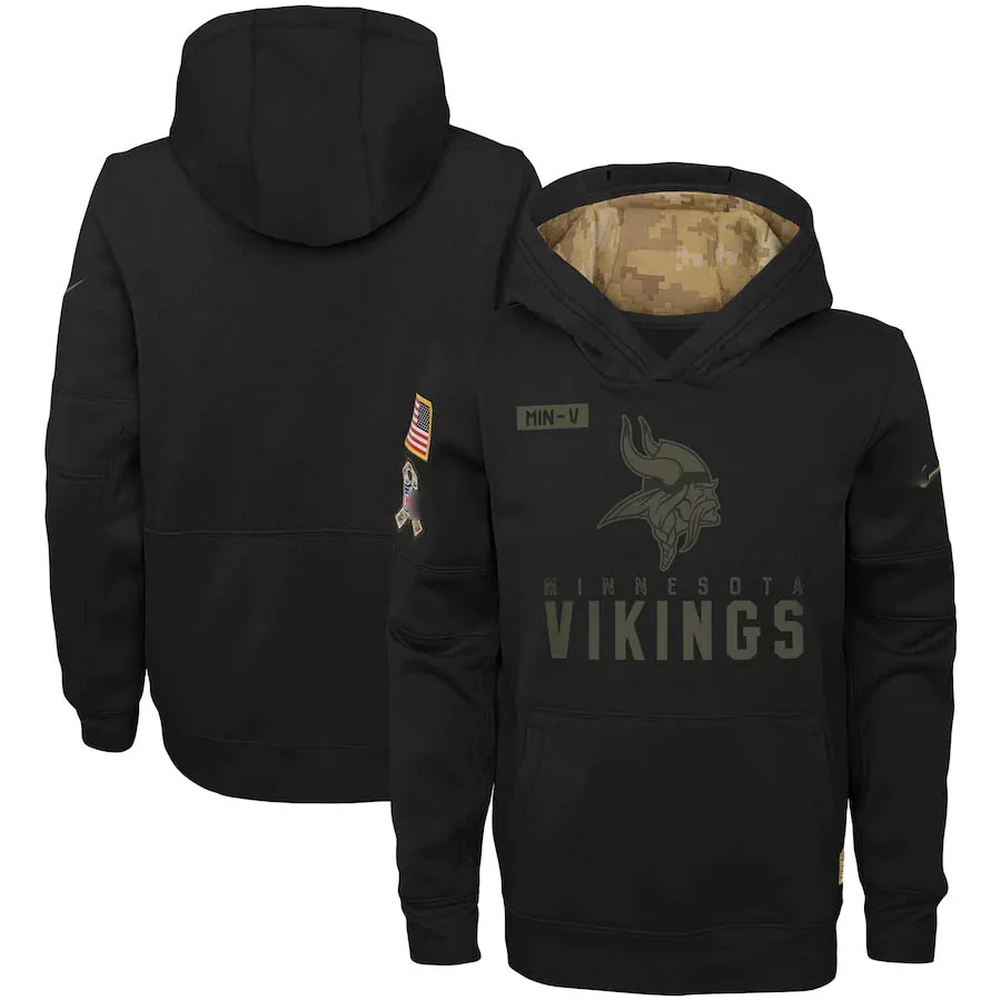 

Minnesota Men Hoodies YOUTH Vikings sweatshirts 2021 Salute to Service Performance Pullover football mens Hoodie clothing