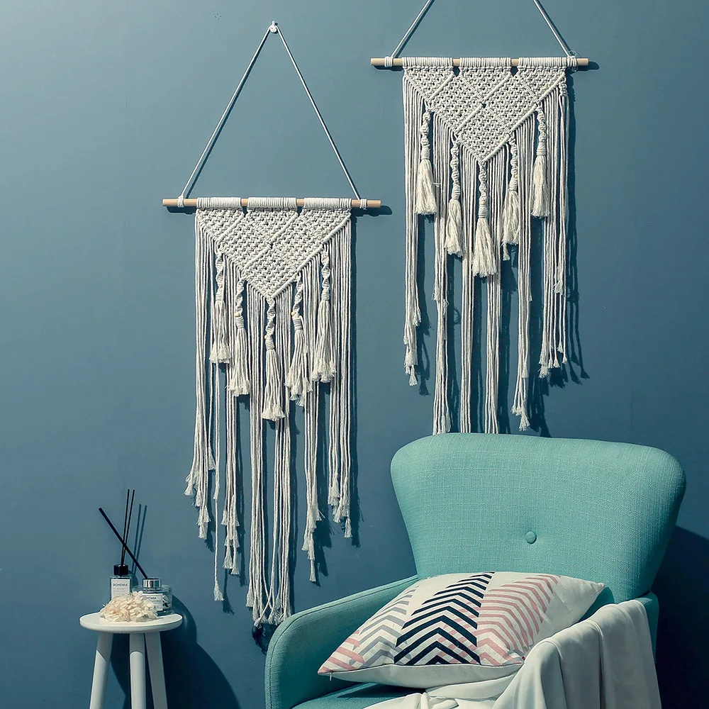 Большой гобелен nordic V macrame wall подвесные Свадебные украшения ручная работа