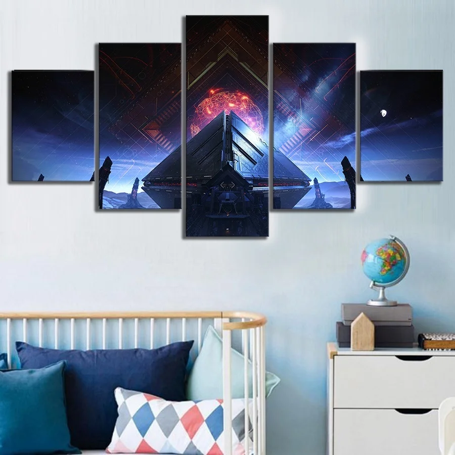 

5 Pieces Destiny 2 Spaceship War Video Game Modular Paintings Wall Art Framework Home Decor Canvas Pictures Posters Decoration
