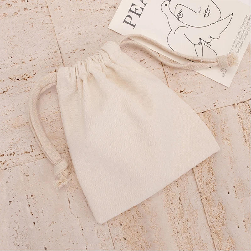 H8WD Multi-purpose Soft Cotton Drawstring Bags for Wedding Party Home Supplies