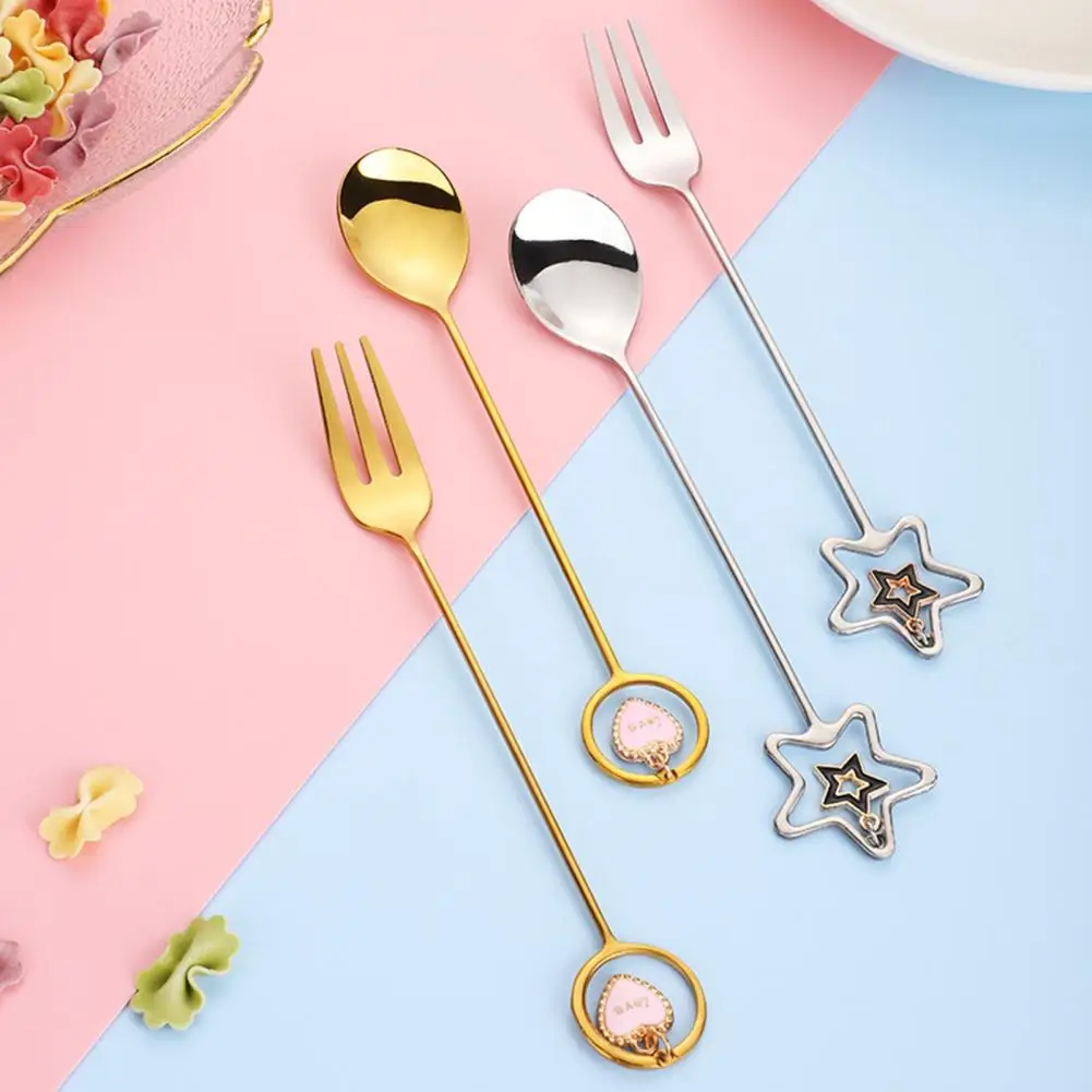 Десертная ложка 2 цветов из нержавеющей стали для смешивания кофе не