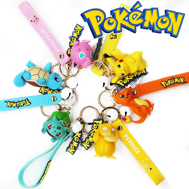 

TAKARA TOMY Anime Pokemon Keychain Pikachu Charmander Bulbasaur Psyduck Squirtle action Figure Elf Accessories Pendant kids Gift