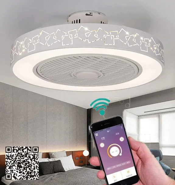 

smart Modern LED Ceiling Fan Lights Remote Control mobile phone app 50cm 110v 220v Fan Lamp for Dining Bedroom Lighting