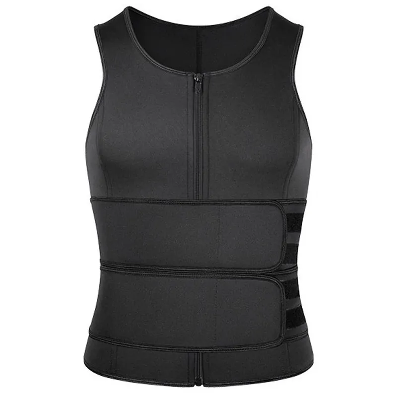 

2021 New Men Sweat Tank Top Neoprene Vest Sauna Suit Waist Trainer Body Shaper Shirt Gym Sweat-absorbent Plastic Fitness Top