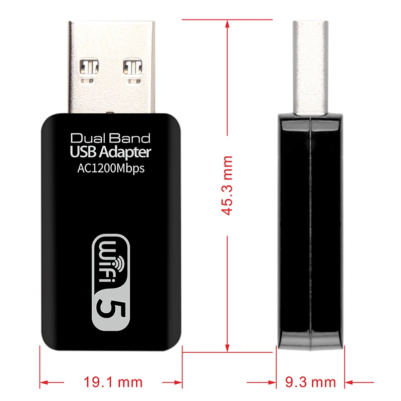 

2.4G/5G Dual-Band Wireless Dongle Mini Wireless Computer Network Card Receiver 1200M USB Wifi Network Card Adapter