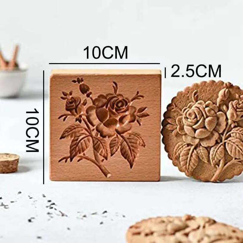 

Wooden Flower Cookie Mold Cutter Household Handmade DIY Biscuit Mould Cake Decoration Tool Kitchen Pastry Dessert Baking Gadget