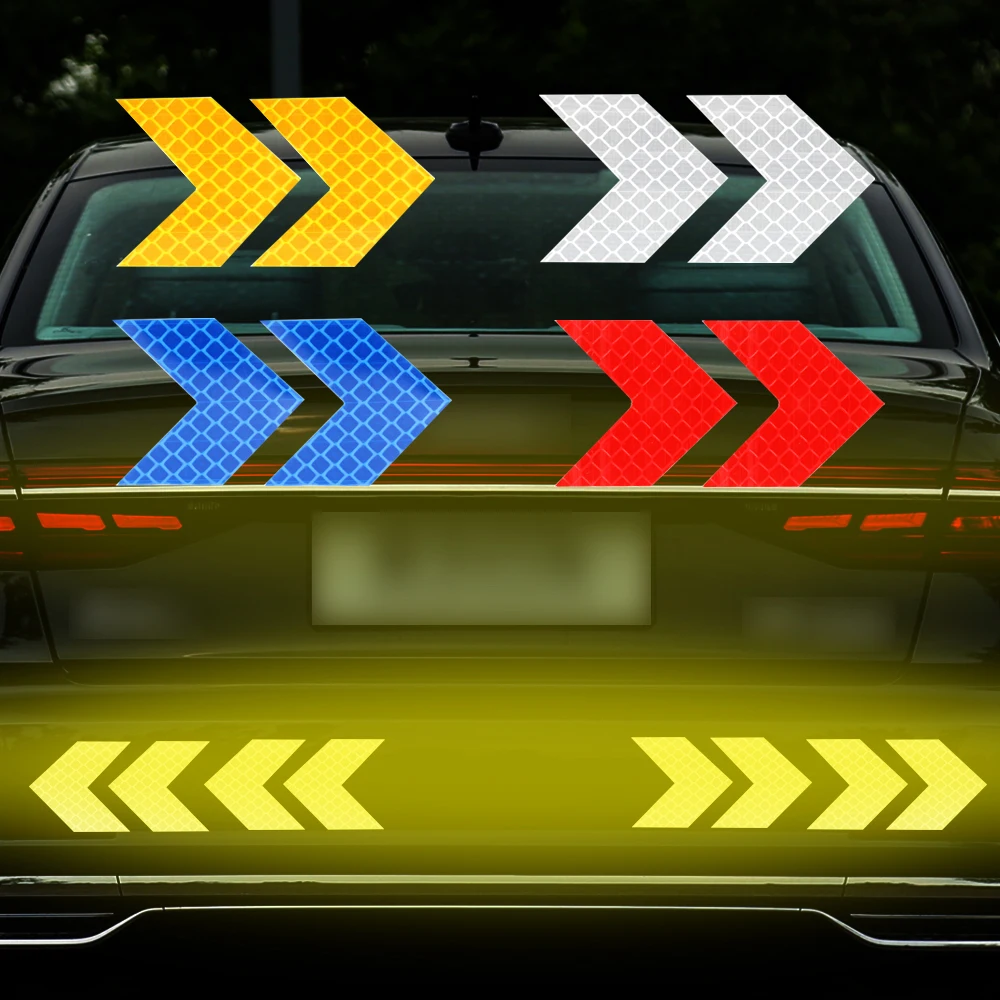 

Universal 2 Piece/set Car Reflective Sticker Warning Decals Arrows Pattern Motorcycle Auto Tail Bar Bumper Sticker Safety Mark