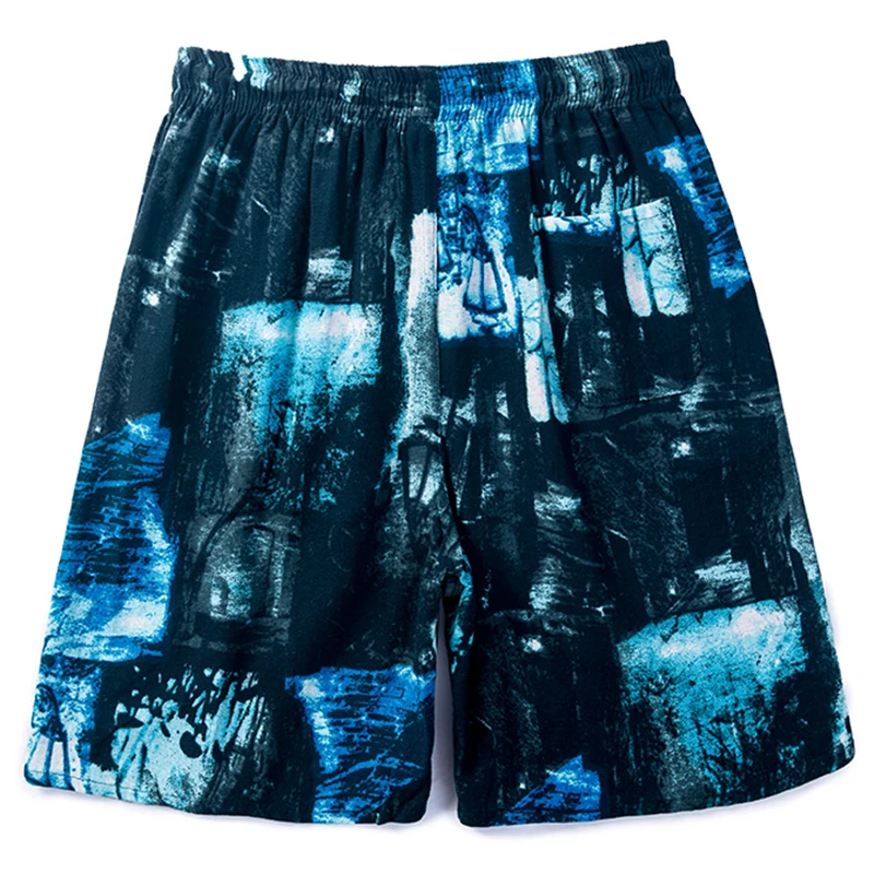 

Cotton Linen Printed Men'S Beach Shorts 2021 Summer New Loose Casual Five-Point Pants Male Trendy Fashion Brand Flower Shorts