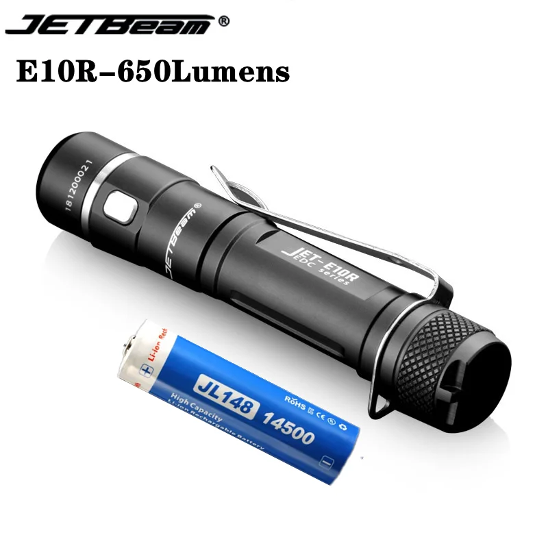 

JETBEAM E10R вссветильник 650 люмен Type-C перезаряжаемая 4 режима освещения CREE XP-L HI светодиодный с батареей
