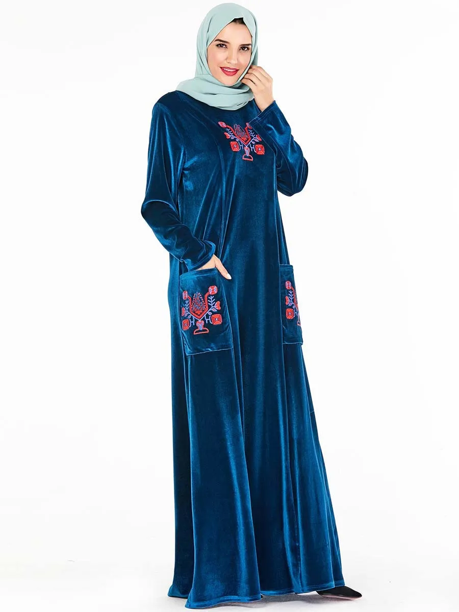 Дубай Кафтан вельветовое мусульманское платье женское кимоно Jubah халат абайя