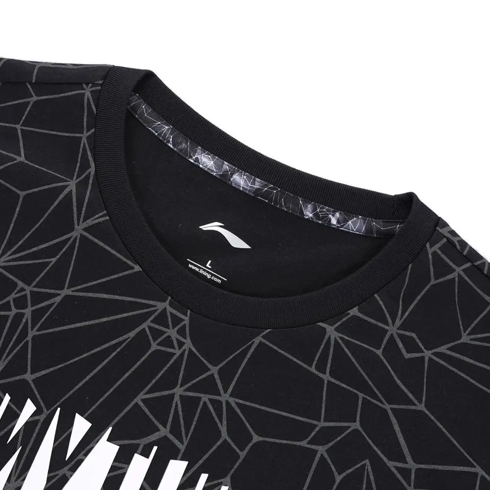 Мужская дышащая футболка Li Ning Спортивная из 100% хлопка с подкладкой Стандартный