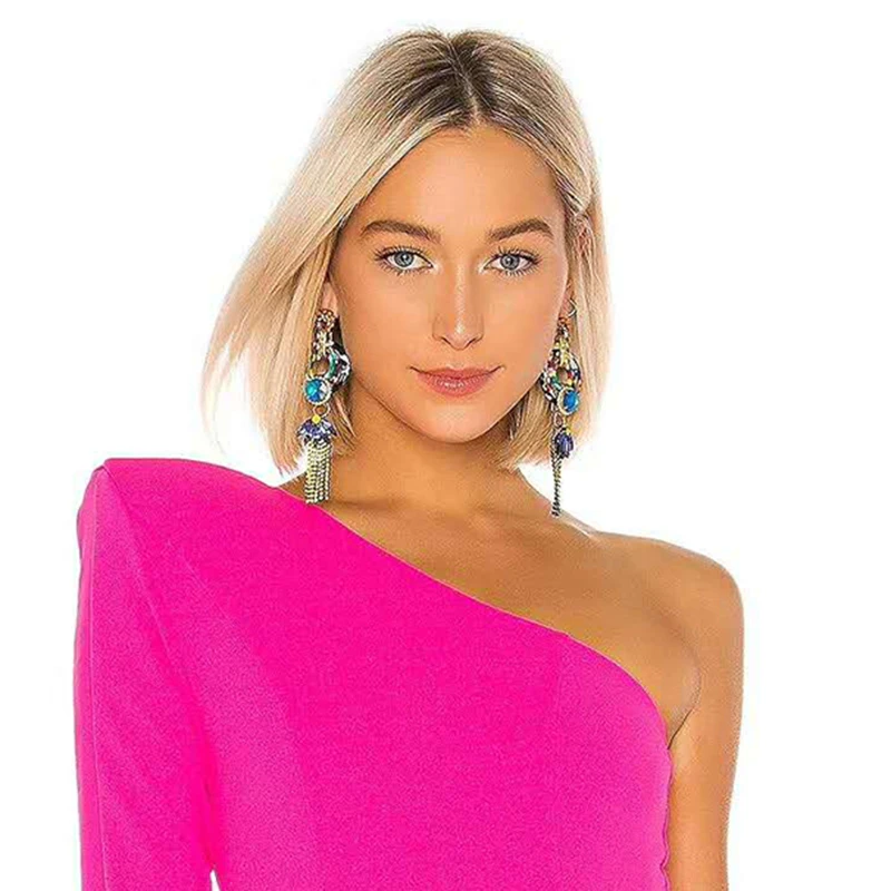 YMYW модные брендовые длинные висячие серьги с геометрическими кисточками