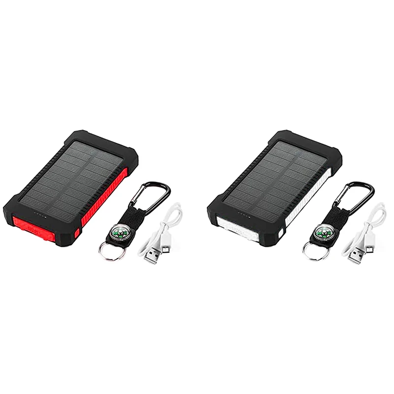 Топ зарядное устройство на солнечной батарее 2000 мАч портативное с 2 USB